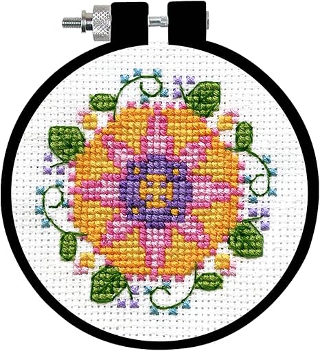 Floral Counted Cross Stitch Kit with Hoop