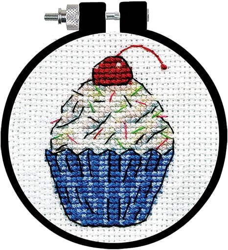 Cupcake Counted Cross Stitch Kit with Hoop