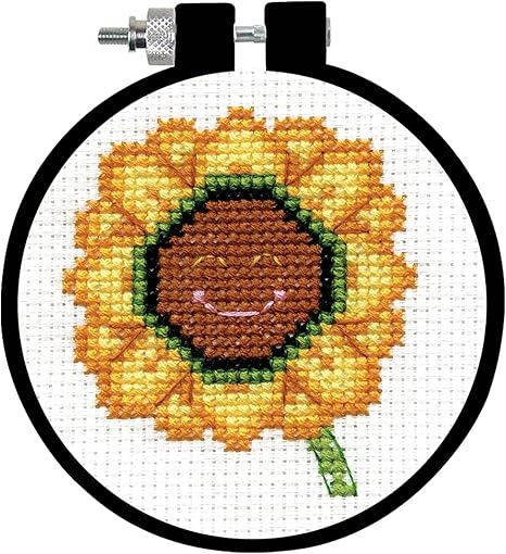 Happy Sunflower Counted Cross Stitch Kit with Hoop