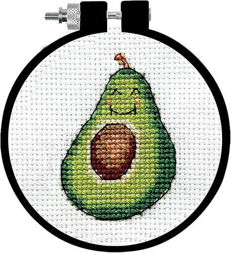 Avocado Counted Cross Stitch Kit with Hoop