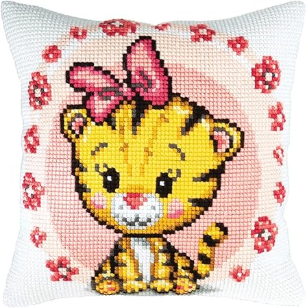 Collection D'Art Needlepoint KIT Baby Tiger, White