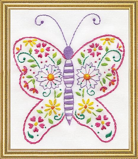 Design Works Crafts Butterfly Stamped Cross Stitch Kit, White