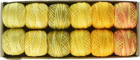 Valdani Ball Sz8 73yd 12 Colors Two in Yellow Needleart, Floss, Pearl Cotton, Various