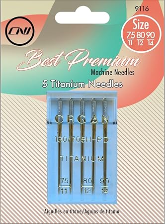 Clover Best Premium Machine Needles Titanium Assortment, 5 Piece