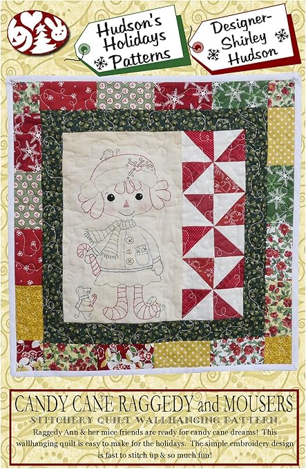 Hudson's Holiday Designs Candy Cane Raggedy & Mouse