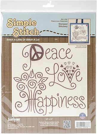 Peace Love Happiness Stamped Cross Stitch