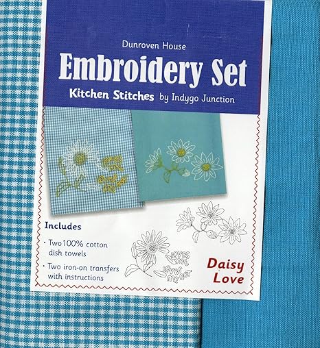 Dunroven House Daisy Love Kitchen Stitches Embroidery Set, Turquoise