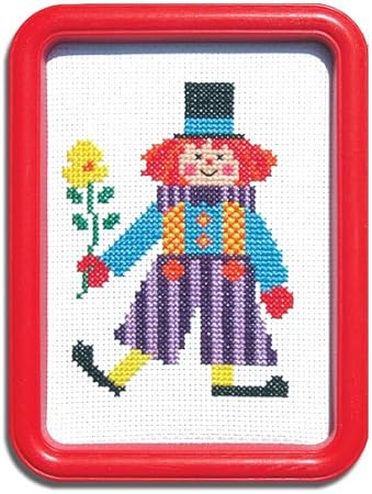 EASY STREET CRAFTS Little Folks Friendly Clown with Flower Counted Cross-Stitch Kit