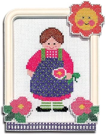 Smiling Girl with Flower Counted Cross-Stitch Kit