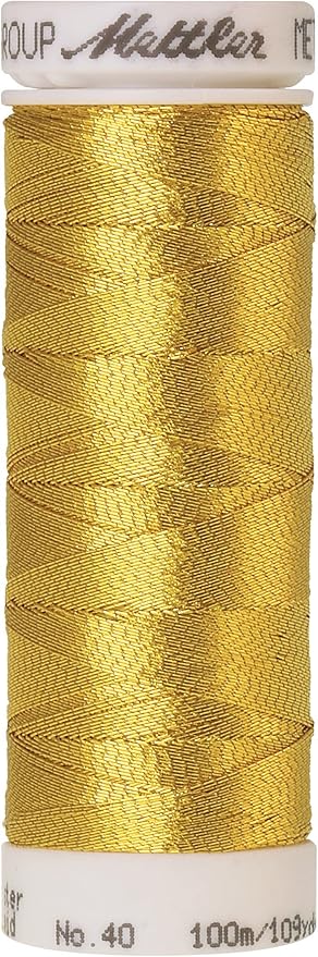 Mettler Polyester/Nylon Metallic Embroidery Thread, 110 yd, Brass