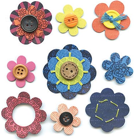 Sassafras Lass in A Stitch Layered Blossoms 5-Inch by 6-Inch 9/Pkg, Mod Pods