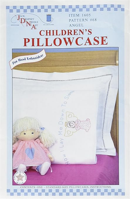 Jack Dempsey Children's Stamped Pillowcase with White Perle Edge 1/Pkg-Angel