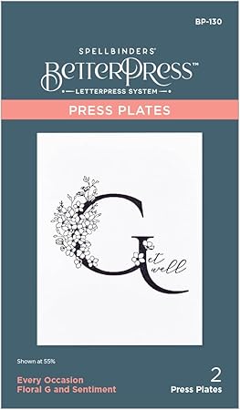 Spellbinders Every Occasion Floral G and Sentiment Press Plate, Metal