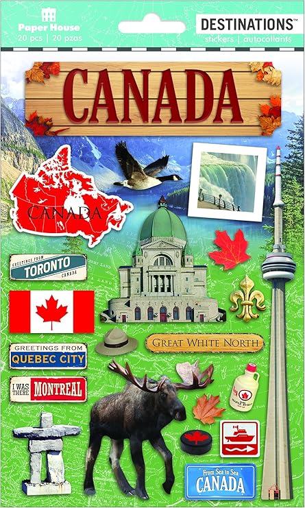 Paper House Productions Travel Canada 2D Stickers, 3-Pack, Green