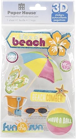 Paper House Productions STDM-0028E 3D Cardstock Stickers, Life's A Beach (3-Pack)