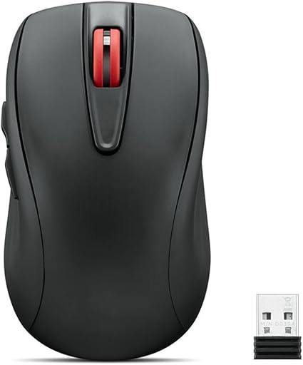 Lenovo USB-C Rechargeable Silent Mouse (WL500) - Silent Buttons, USB-C Rechargeable, Ambidextrous Grip, Adjustable DPI - Plug-and-Play 2.4G Receiver Computer Mouse (Black)