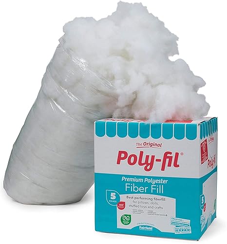 Fairfield The Original Poly-Fil, Premium Polyester Fiber Fill, Soft Pillow Stuffing, Stuffing for Stuffed Animals, Toys, Cloud Decorations, and More, Machine-Washable Poly-Fil Fiber Fill, 5 lbs. Box