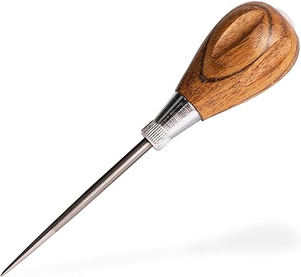 General Tools Scratch Awl Tool with Hardwood Handle - Scribe, Layout Work, & Piercing Wood - Alloy Steel Blade