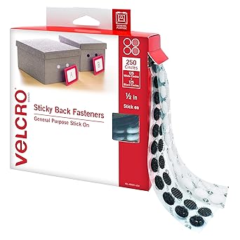 VELCRO Brand Dots with Adhesive | 250 Sets White and Black Assorted | Preschool Classroom Must Haves | Sticky Back Circles Perfect for Teachers | 1/2 Inch Round Tape (VEL-40031-USA)