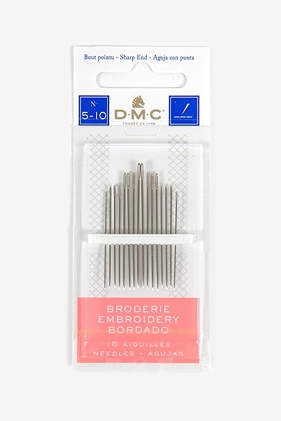 DMC 1765-5/10 Embroidery Hand Needles, 16-Pack, Size 5/10,Silver