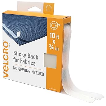 VELCRO Brand Sticky Back for Fabrics, 10 Ft Bulk Roll No Sew Tape with Adhesive, Cut Strips to Length Permanent Bond to Clothing for Hemming Replace Zippers and Snaps, White