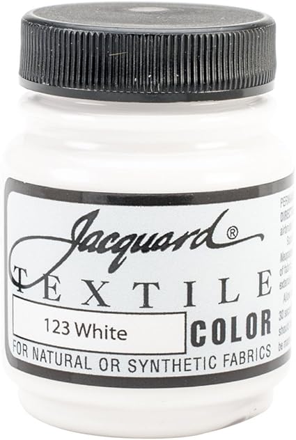 Jacquard Fabric Paint for Clothes - 2.25 Oz Textile Color White Leaves Fabric Soft - Permanent and Colorfast - Professional Quality Paints Made in USA - Holds up Exceptionally Well to Washing