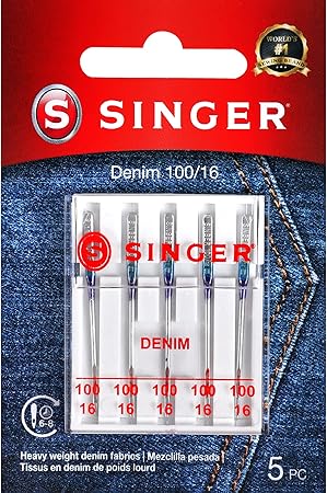 SINGER Denim Sewing Machine Needles, Size 100/16-5 Count