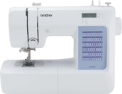 Brother CS5055 Computerized Sewing Machine, 60 Built-in Stitches, LCD Display, 7 Included Feet, White