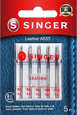 SINGER Leather Sewing Machine Needles, Size 90/14, 100/16-5 Count