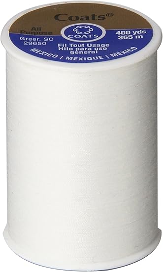 Coats & Clark All Purpose Thread 400 Yards White (ONE spool of yarn)