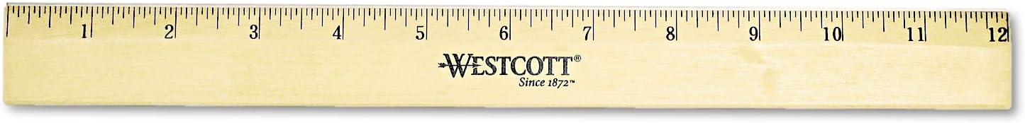 Westcott 05011 Beveled Edge Wooden Ruler, 12 Inch