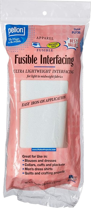 Pellon, White, PLF36 Ultra Lightweight Fusible Interfacing, 15