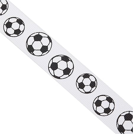 LUV RIBBONS GSO0708-SOC Grosgrain 7/8-Inch Sports Ribbon, 10-Yard, Soccer