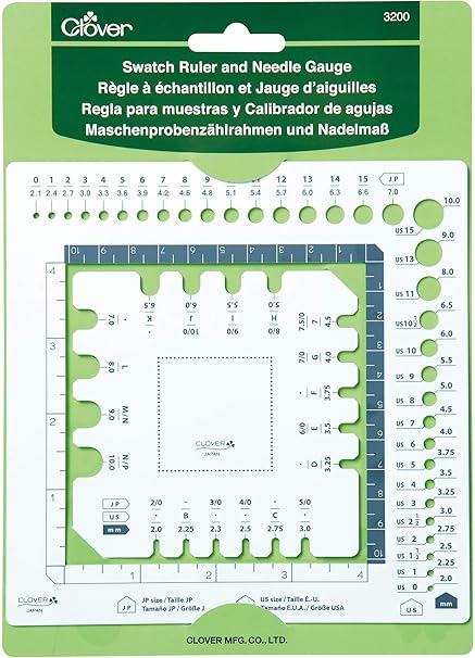 Clover Swatch Ruler & Needle Gauge, White