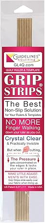 Guidelines4quilting Grip Strips to Slip-Proof Quilt Rulers & Templates, 11 7/8” Crystal Clear, Peel & Stick Strips, 6/Pkg