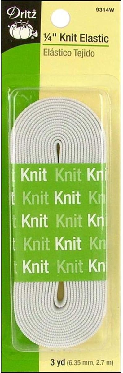 Dritz, 1/4-Inch by 3-Yards, White Knit Elastic