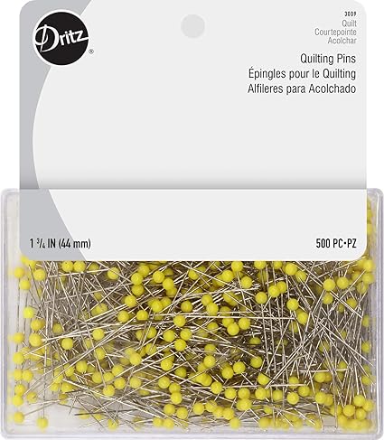 Dritz 3009 Quilting Pins, 1-3/4-Inch, Yellow (500-Count)