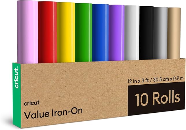 Cricut® Value Iron-On, Rainbow Sampler - 12 in x 3 ft (10 ct)- HTV Heat Transfer Vinyl