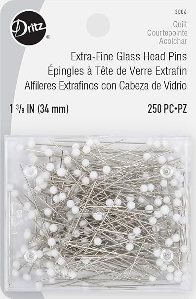 Dritz Extra-Fine Glass Head Pins, 1-3/8-Inch (250-Count),White