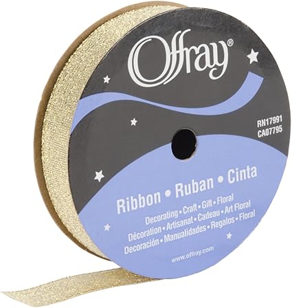 Offray, Gold Galena Craft Ribbon, 5/8-Inch, 5/8 Inch x 12 Feet