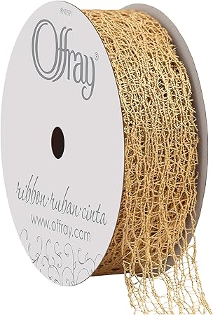 Berwick Offray Gold Offray Metallic Web Craft Ribbon, 7/8-Inch x 9-Feet