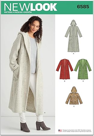 New Look Misses' Coat with Hood Sewing Pattern Packet, Design Code S9129, Sizes XS-S-M-L-XL, Multicolor