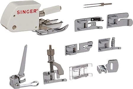 SINGER | Sewing Machine Accessory Kit, Including 9 Presser Feet, Twin Needle, and Case, Clear - Sewing Made Easy