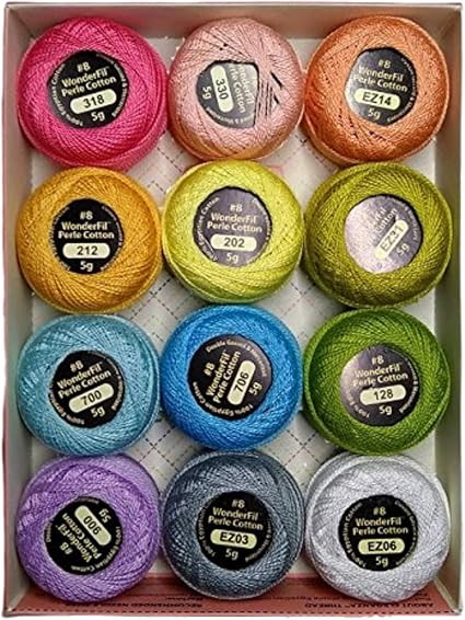 Wonderfil Eleganza #8 Perle Cotton Embroidery Thread Sampler Collection, 