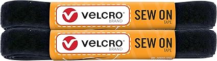 VELCRO Brand Sew on Tape 5ft x 3/4 in for Fabrics Clothing and Crafts, Substitute for Snaps and Buttons, Cut Strips to Length, Black