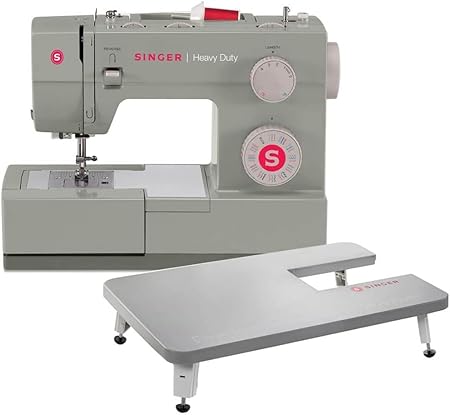 SINGER Heavy Duty Holiday Bundle - 4452 Heavy Duty Sewing Machine with Extension Table | Strong Motor, 110 Stitch Applications, Full Metal frame, 1-step Buttonhole & LED Light