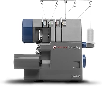 SINGER X5004-HD Metal Frame Serger & Overlock Machine | 2-3-4 Stitch Capability, 8 Built-In Stitches, 1300 Stitches per minute, Adjustable Differential Feed & 2 LED Lights (Grey/Blue)