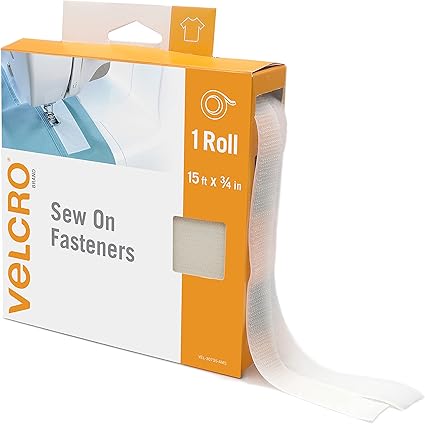 VELCRO Brand Sew On Fabric Tape-Substitute for Snaps Buttons or Zippers-Alterations and Hemming-15ft Bulk Pack Hook and Loop Fastener, White