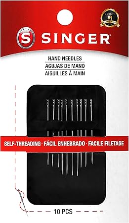 SINGER 00280 Self-Threading (Calyxeye) Hand Sewing Needles, Assorted Sizes, 10-Count,