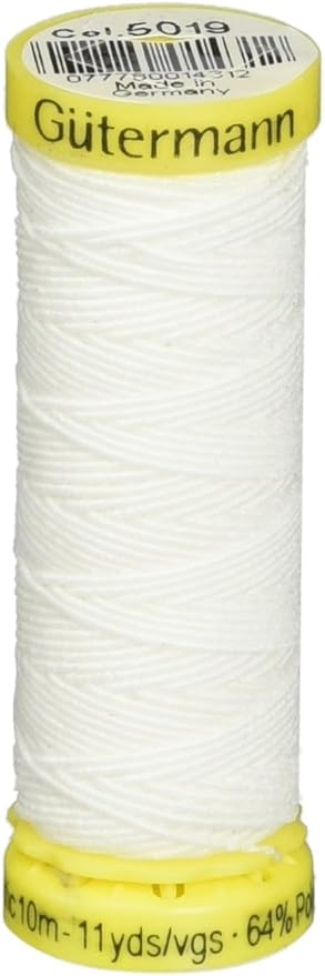 Gutermann Elastic Thread 11 Yards-White